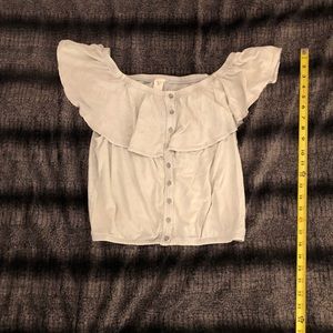 Free People Green Off the Shoulder Top